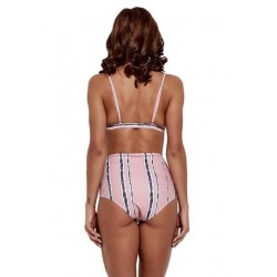Size is S Sexy women Spaghetti Straps Print Triangle Top High Waisted Bikini Set