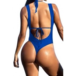 Size is S Blue Push Up Brazilian Triangle Cut Out Monokini Sapphire
