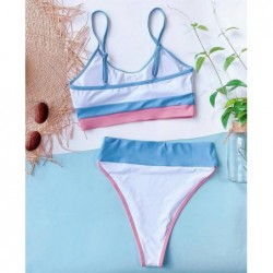 Size is S Scoop Neck Colorblock Sports High Waisted 2 Piece Swimsuit