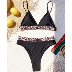 Size is S Women Black With Cheetah Triangle High Waisted 2 Piece Swimsuits