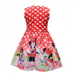 Size is 2T-3T Sleeveless Bow Front Minnie Mouse Dress For Little Girl Red