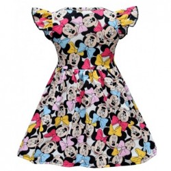 Size is 2T-3T White Little Girls Short Ruffle Sleeve Minnie Mouse Dress