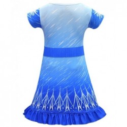 Size is (4Y-5Y)/S Summer Short Sleeve Frozen 2 Elsa Drop Waist Dress For Girls Blue