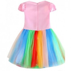 Size is (4Y-5Y)/S Short Sleeve Smocked Rainbow Unicorn Girls  Dress With Mesh