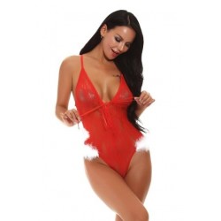 Size is S Sexy Lace Teddy Criss Cross Christmas Santa Lingerie Red
