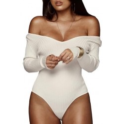 Size is S Long Sleeve Sexy Scoop Neck Plain Bodysuit White
