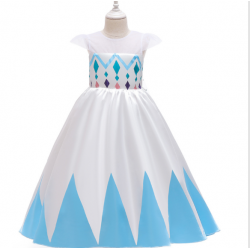 Girls Sleeveless Frozen 2 White Elsa Dress Costumes For Kids