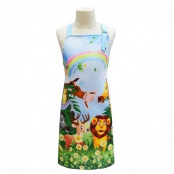 Size is One Size Kids Zoo Lion Print Painting Apron With Chef Hat Green