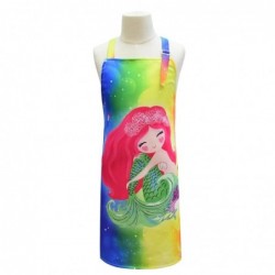 Size is One Size Girls Rainbow Mermaid Princess Cooking Painting Apron With Chef Hat