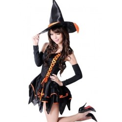 Size is S Orange Cute Witch Halloween Costume For Sexy Womens