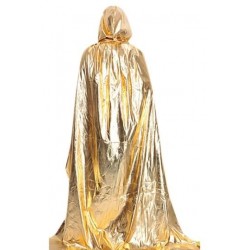 Size is One Size Plain Floor Length Hooded Halloween Witch Cloak Gold For Sexy Womens