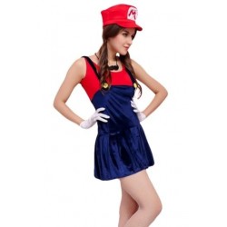 Size is S Super Mario Cartoon Halloween Costume Red For Womens