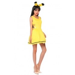 Size is M Sleeveless Pikachu Halloween Costume Yellow For Womens