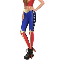 Size is S Sexy Wonder Woman Halloween Superhero Costumes Leggings Blue