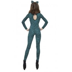 Size is M Sexy Catsuit Leopard Print Women's Halloween Costume Blue