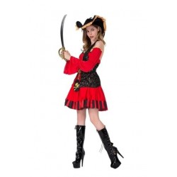 Size is S Spanish Pirate Sexy Adult Women's Halloween Costume Red