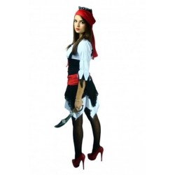 Size is S Off Shoulder Ruched Sleeves Halloween Pirate Costume White