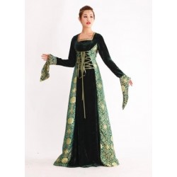 Size is S Long Sleeve Lace-up Floral Print Royal Evil Queen Costume