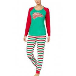 Size is S Stripe Santa Printed Christmas Family Pajama Set Red Womens