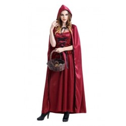 Size is M Lace-up Maxi Halloween Little Red Riding-hood Costume For Womens
