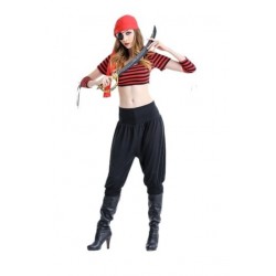 Size is One Size Sexy Stripe Crop Top&Leisure Pants Halloween Pirate Costume For Womens