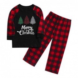 Size is 1T-2T Christmas Tree Top And Plaids Pants Super Soft-Family Pajamas Set