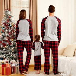 Size is 1T-2T Christmas Family Pajamas Raglan Sleeve Snowflake Top And Plaids Pants