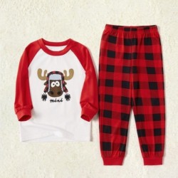 Size is 1T-2T Christmas Family Pajamas Raglan Sleeve Reindeer Top Plaids Pants