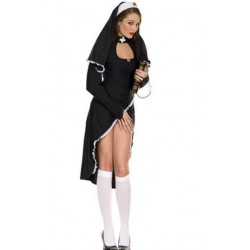Size is S Cosplay Sexy Nun Halloween Costume For Womens Black