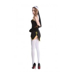 Size is One Size Sexy Adult Womens Halloween Nun Costume Black
