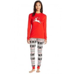 Size is S Crew Neck Reindeer Snowflake Printed Christmas Pajama Set Womens