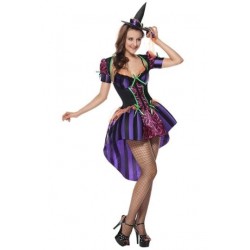 Size is M High Low Halloween Witch Costume Purple For Sexy Womens