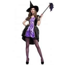Size is M High Low Halloween Witch Costume Purple Sexy Womens