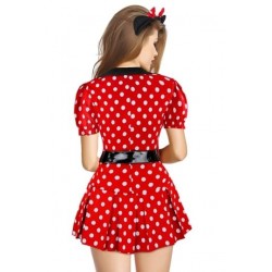 Size is S Womens Minnie Mouse Polka Dots Dress Halloween Costume Red