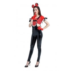 Size is One Size Womens Halloween Minnie Mouse Red Polka Dot Top Costume Black