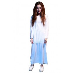 Size is S Long Sleeve Plain Sadako Halloween Zombie Costume White For Womens