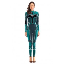 Size is S Halloween Fancy Captain Marvel Bodysuit Costume Turquoise