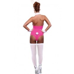 Size is S Sexy Open Bust Off Shoulder Halloween Bunny Adult Costume Pink