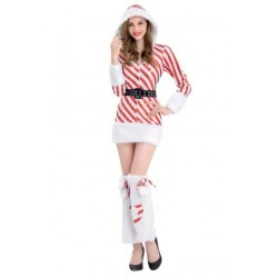Size is OneSize Adult Fancy Christmas Candy Cane Costume For Women Red