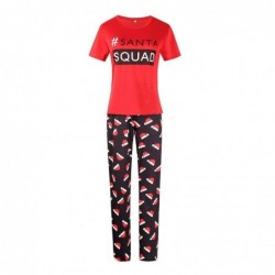 Size is 1T-2T Family Adult Kids Pajama Sets Santa Hat Squad Print Matching