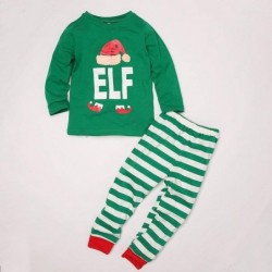 Size is 1T-2T Funny Elf Top Striped Pants MatchingAdult Kids  Family Pajama Set