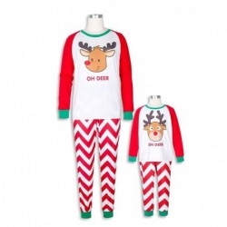 Size is 1T-2T His And Hers Reindeer Wave Pattern Christmas Pajamas Party