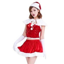 Size is OneSize Sexy Sequin Bow Shawl Off Shoulder Christmas Santa Costume Womens