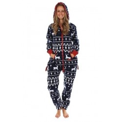 Size is S Snowman Snowflake Printed Zipper Christmas Pajama Navy Black Womens