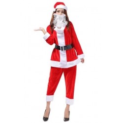 Size is OneSize Long Sleeve Top&Cropped Pants Christmas Santa Costume Red Womens