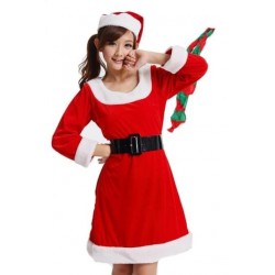 Size is S Cute Fur O Neck Santa Christmas Dress Women