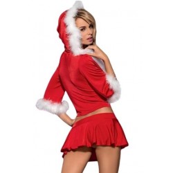 Size is S Sexy Fur Trim Half Sleeve Santa Dress Christmas Costume Red