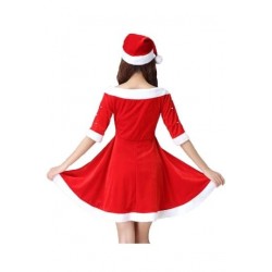 Size is L For Women Cute Pearls Santa Dress Christmas Costume Red