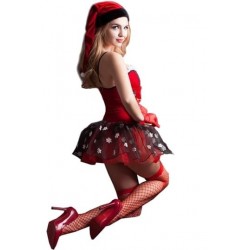 Size is OneSize Sexy shoulders Snowflake Mesh Mini Christmas Santa Costume Dress Red