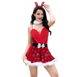 Size is OneSize Sexy Miss Santa Mini Dress Christmas Costume Red For Women